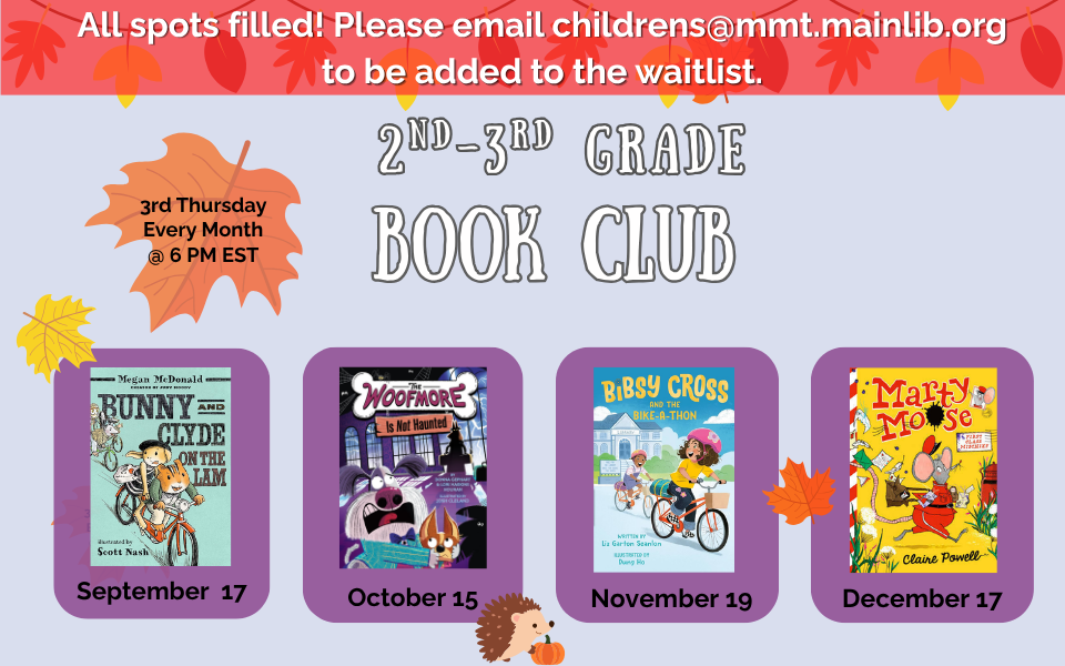 2nd-3rd Book Club dates for September through December