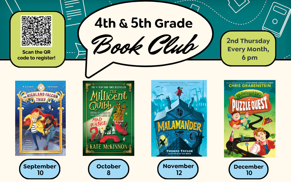 4th-5th Grade Book Club options for September through December. 