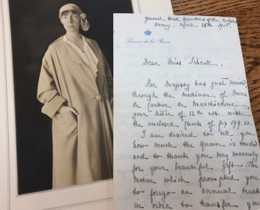 Image of photograph of woman next to a letter she wrote.