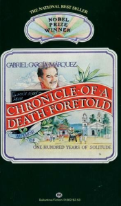 Book cover: Chronicle of a Death Foretold, by Gabriel García Márquez