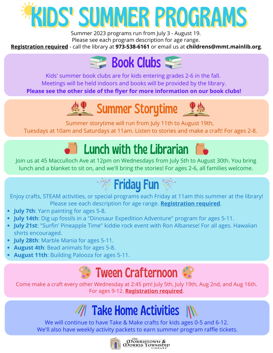 2023 Kids’ Summer Reading Program Morristown & Morris Township Library